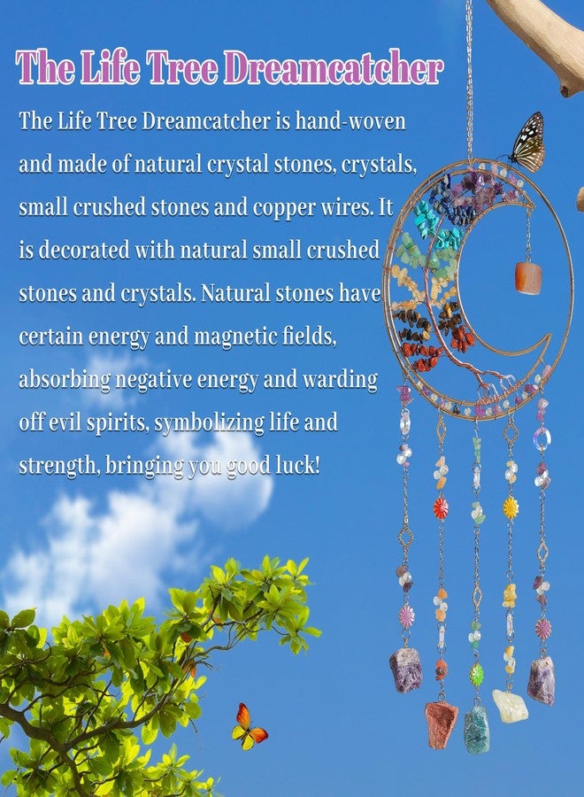 Dreamsum 7 Chakras Dream Catchers Tree of Life Dream Catcher Crystal Dreamcatcher Wall Decor with Healing Crystal Stone & Fluorite Wall Art Hanging for Bedroom Home Decor Bless Gift Wedding Garden-Colorful - Image 5